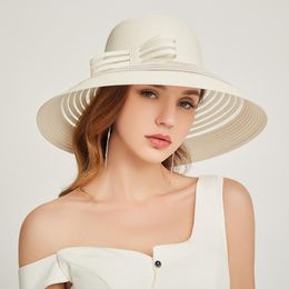 Stingy Brim Hats Foldable Wide Fedora Hat Women Summer Beach Panama Breathable Fedoras Sun Visor Femme Cap