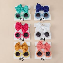 Baby Ribbon Bows Headband Cartoon Sunglasses Girls Beach Photography Props Toddler Hair Bands Headwear Kids Hair Accessories 1582