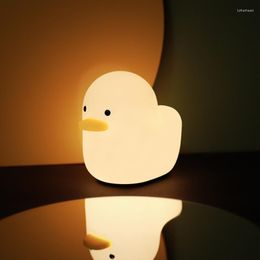 Night Lights Cartoon Dumb Duck Silicone Light USB Rechargeable Bedroom Bedside Touch Pat Eye Protection Atmosphere