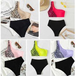 Sexy Tube Top One Shoulder Swimsuit Womens Multi Color Leopard Print Triangle