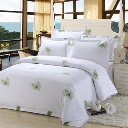 Bedding sets Green leaf printing bedding Modern Simple Style four pieces Sets Full King Queen duvet cover flat sheet pillow case 230210