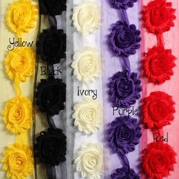 Decorative Flowers 10Yards 6.5cm Chic Frayed Chiffon Shabby Trim For Girls Hair Accessories Flower Headbands Rose