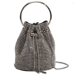 Evening Bags Luxury Rhinestone Women's Bag High Quality Full Diamond Bucket Shining Crossbody Women Handbag