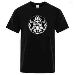 Men's T Shirts Men's High Quality T-shirt Cotton Coffee Casual Shirt Skull Print Short Sleeve Tshirt O-neck Tee