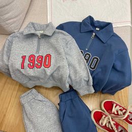 Clothing Sets Autumn Baby Cotton Letter Long Sleeve Set Year Old Boys' and Girls' Polo Sweater Pants Two Piece Simple Casual Sportswear