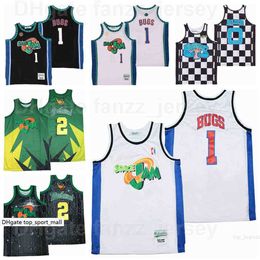 Moive Space Jam Tune Squad Looney 2 Daffy Duck Jersey Men 1 Bugs Bunny Basketball Black White Green Team Color Breathable HipHop For Sport Fans High