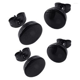 Stud Earrings Jewellery Men's 10Mm/8Mm Circle Ear Studs 4Pcs Stainless Steel Black