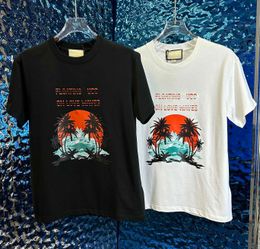 casual Mens fashion t shirt Designers Men S Clothing black white tees Short Sleeve women's casual Hip Hop Streetwear coconut tree pattern with letters tshirts