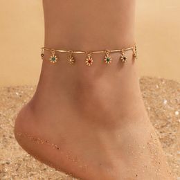 Anklets ToconaBohemia 1pcs/sets Summer Gold Color Multi-layer Clear Crystal Stone Jewelry Women Ladies Accessories 21839