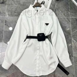 Women's Blouses & Shirts Designer Sashes Blouse for Womens Designers Triangle Letter Tops Quality Chiffon Sexy Coat with Waist Bag SML VXS2