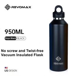 Thermoses RevoMax 32oz Flask Sports Water Bottle Double Walled Stainless Steel Vacuum Insulated Mugs Travel Thermos Custom Matte Colors 230210