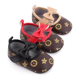2023 Novo Summer Baby Gilrs Shoes Fashion 0-1 Ano First Walkers Princesa recém-nascida Bow Bottom Borno de Berço Pré-Walker