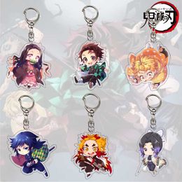 Key Rings Anime Demon Slayer Kimetsu No Yaiba Keychain Kamado Tanjirou Kamado-Nezuko Tomioka Giyuu Acrylic Key Chain Cute Funny Cartoon G230210