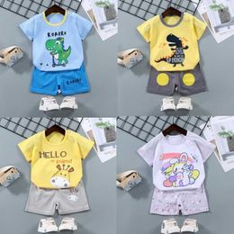 Clothing Sets Summer Loose Cartoon Print Oneck Short Sleeves Pants pcs Outfits Boys And Girls Cute Casual Pure Cotton Clothes Suits