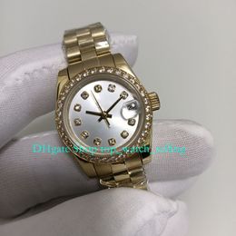 Watch for women With Box 26mm 18kt Yellow Gold Silver Dial Diamond Bezel Bracelet Ladies Automatic Women's Asia Mechanical Lady Women Watches