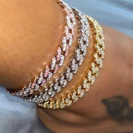Anklets Caraquet Hip Hop Jewlery Iced Out Cuban Anklet Rhinestone For Women Bling Cubic Zirconia Foot Jewellery Barefoot Sandal