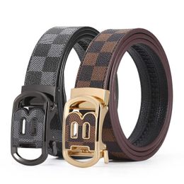 New Men Letter B Automatic Buckle Belt Fashion Vintage Plaid Business Casual Denim Pants Belts Width 3.5cm Luxury Designer Belt