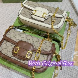 Brown And White Women Shoulder Bags Designer handbag Hobo Woman Luxury Crossbody Handbags Leather Chains Strap Oblong G Bag