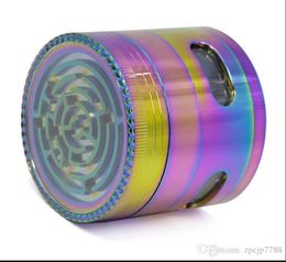 The diameter of the 63MM four layer of zinc alloy colorful labyrinth side window tobacco grinder