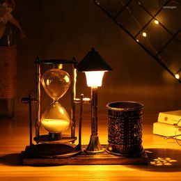 Table Lamps Night Lighthouse Lamp Family Dining Decoration Retro Hourglass With LED Creative Antique Pen Holder