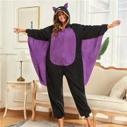 Pyjamas Hooded Jumpsuits Funny Kigurumi Bat Cosplay Costume Halloween Onesie Anime Cartoon Fleece Winter Warm Christmas Pyjama 230210