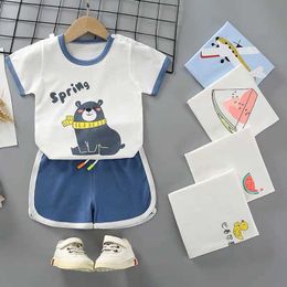 New Kids Clothing Sets Cotton Children Short Sleeved Tshirtshorts pcs Cartoon Print Baby Boys Girls Summer Tracksuit