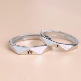 Wedding Rings 2pcs/set Opening Sun Moon Ring Lover Couple Set Promise Bands For Him And Her Sweet Romantic Valentine's Day Gifts