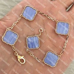 Fashion Classic 4 Four Leaf Clover Charm Bracelets Bangle Chain 18K Rose Gold Agate Shell Valentine's Day for Women Girl Wedding Jewellery gifts link2