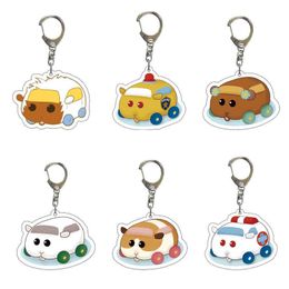 Key Rings 55MM Anime PUI Molcar Cosplay Guinea Pig Car Acrylic Keychain Pendant Peripheral Keychains Bag Accessories G230210