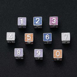 26 English letters three-dimensional square necklace genuine gold plated copper inlaid with zircon color screen pendant