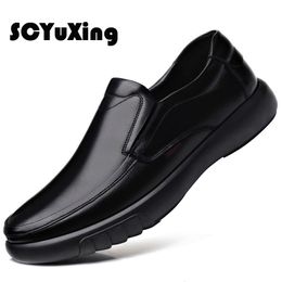 Dress Shoes Men's Genuine LeatherMicrofiber Leathe shoes 38-47 Soft Anti-slip Rubber Loafers Man Casual Leather Shoes 230211