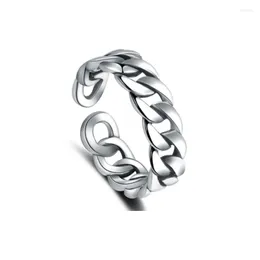 Cluster Rings 6mm Width Real Silver Classical Weave Shinning Open Ring For Man Woman S925 Sterling Fashion Resizable Jewelry Gift