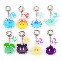 Key Rings Anime Genshin Impact Plushie Pendant Toys Kawaii Slime 7 Element Xiao Venti Zhongli Keychain Backpacks Keychains Accessories G230210