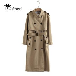 Women's Trench Coats Vee Top women casual solid Colour double breasted outwear fashion sashes office coat chic Epaulette design long trench 902229 230211