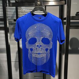 Men's T Shirts Asian Summer Men's T-Shirt Skull Three-Dimensional Plus Size Casual Short-Sleeved Diamond Personality Top
