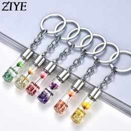 Key Rings Natural Eternal Flower Keychain For Women Girls Real Dried Flower Plants Key Chains Keyrings Keys Bags Accessories Jewellery Gifts G230210