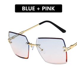 Sunglasses Trendy Oversized Rimless Square Sunglasses Women New Fashion Ladies Metal Frame Sun Glasses Sexy Trimming Gradient Lens UV400 L2403