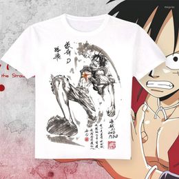 Men's T Shirts Summer Anime One Luffy Cosplay T-shirt Ink Painting Tops Tees
