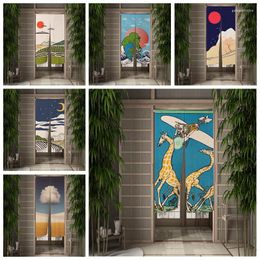 Curtain Japanese Anime Painting Door Kitchen Cartoon Partition Curtains Drape Entrance Decor Hanging Half-Curtains