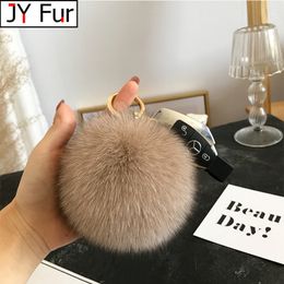 Keychains Lanyards Keychains Lanyards Fluffy Real Fur Ball Poms Keychain For Women Luxury Pompom Keyring Accessories Bag Decoration Emo Trinket Jewelry 230210