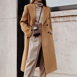 Women's Trench Coats Women Blazer Jackets Lapel Suit Jacket Coat Jackets Long Woollen Elegant Coat Female Suit Jackets Office Work Suits Jackets 230211