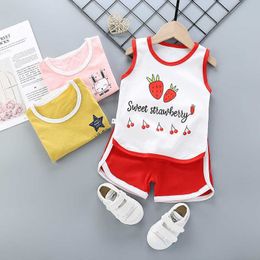 Summer New Boutique Clothing Children's Suit Boys Sleeveless Sports pcs Cotton Baby Girls Vest Tshirt Shorts Sets