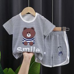 Clothing Sets Oneck Short Sleeve Shorts Cartoon Print Casual Thin Loose Summer Children Outfits New Style Pullover Cute Fashion Tees