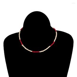 Choker European And American Fashion Handmade Beaded Short Rice Bead Necklace Woman Bohemian Colour Jewellery