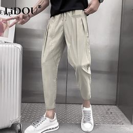 Men's Pants Autumn Fashion Trendy Sports Creative Multi-element Street Cargo Style Cropped Pants Loose Patchwork Sweatpants Men 230211