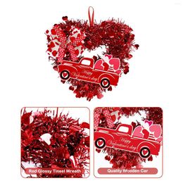 Decorative Flowers Heart Shaped Valentine's Day Wreath Tinsel Garland Artificial Hanging Wall Decor For Family Wedding Party