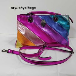 Shoulder Bags Large Capacity Handbag Rainbow Colorful Stitching Purse Eagle Metal On The Front Flap Cross Body Shoulder Bag 021123H