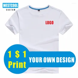 Men's T Shirts Casual T-shirt Customised Logo Pure Cotton Group Clothes Embroidered Men And Women Tops DIY WESTCOOL2023