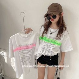 T-shirts Summer Girls T Shirt Baby Tee Shirt Kids Tops Children Streetwear Clothes Fashion Letter Print Radient Color Cotton 4-13Y T230209