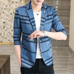 Men's Suits & Blazers Korean Fashion Haf Sleeve Men 2023Summer Street Suit Jacket Male Medium Small Short Thin